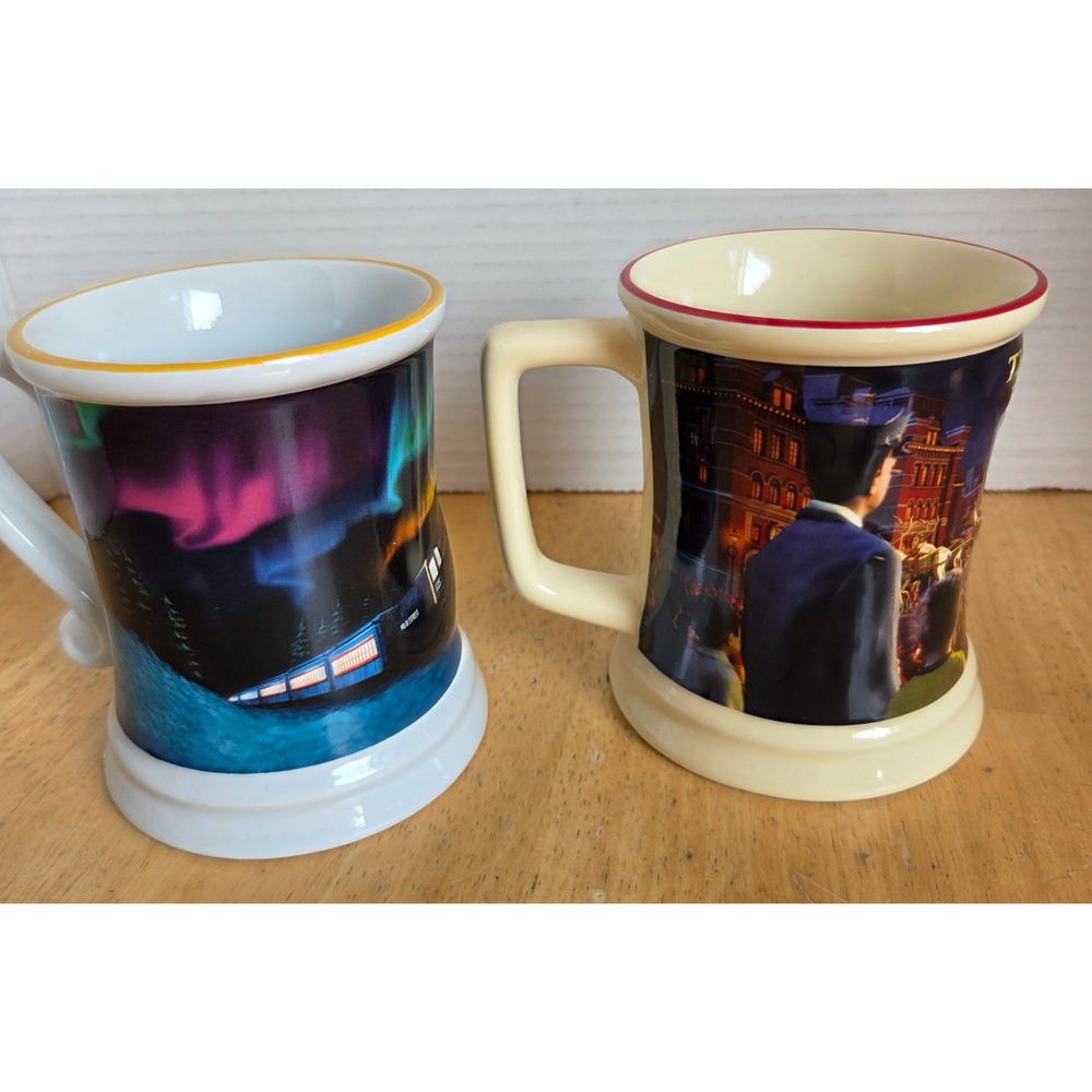 Warner Bros. The Polar Express Movie Train Ride 3D Embossed Ceramic Mug Set of 2 - Picture 8 of 16
